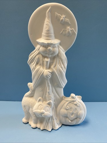 Ceramic bisque witch with - bisque,