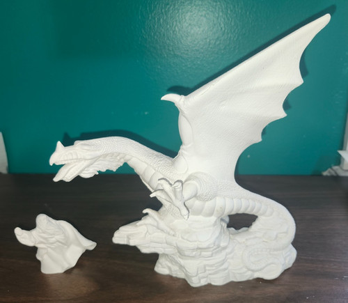 Dragon statue ceramic bisque - dragon,
